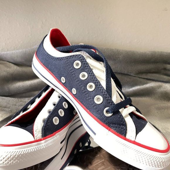 Converse Shoes - Converse Navy Double Upper Low-Tops